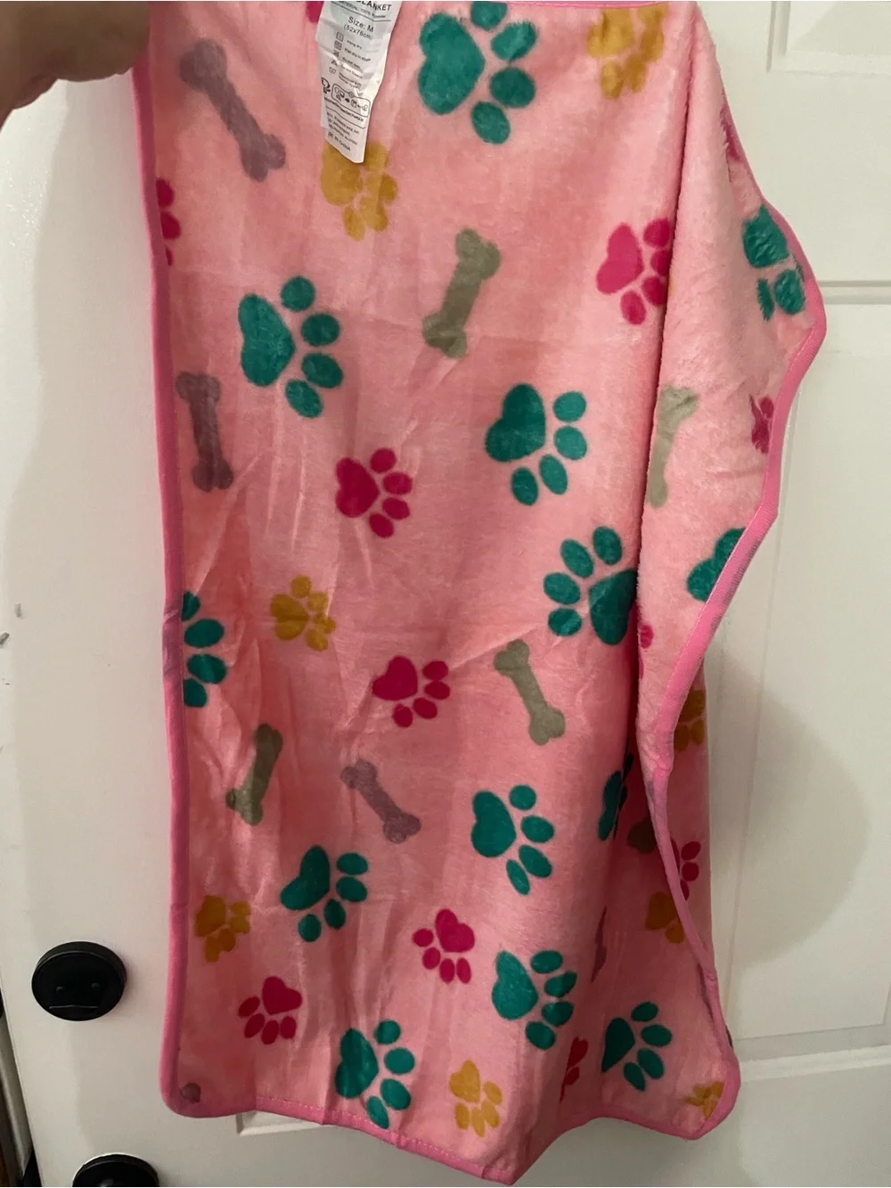 Pet Bedding Fleece Blanket in Pink Paw & Bone Print